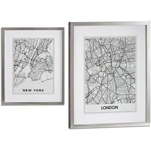 London New York Silver Wood Glass Painting - Painting London New York Silver Wood Glass Painting - Painting