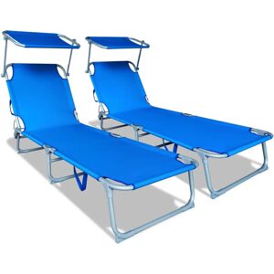 Vounot Canopy Sun Lounger (Set of 2) - Blue Vounot Canopy Sun Lounger (Set of 2) - Blue