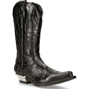 New Rock M-7921-S1 Black Leather Biker Cowboy Boots - Boots New Rock M-7921-S1 Black Leather Biker Cowboy Boots - Boots