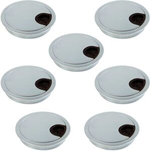 Emuca - Set of 7 Circular Cable Grommets - 80mm - Zamak - Matt Chrome - Built-in Emuca - Set of 7 Circular Cable Grommets - 80mm - Zamak - Matt Chrome - Built-in