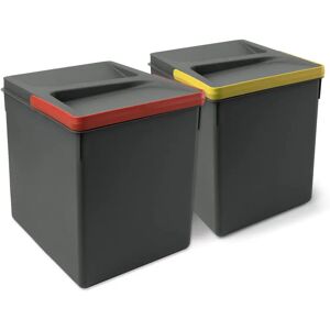 Emuca Kitchen Waste Bin Set - 2x15L, Height 266mm, Gray Plastic Emuca Kitchen Waste Bin Set - 2x15L, Height 266mm, Gray Plastic