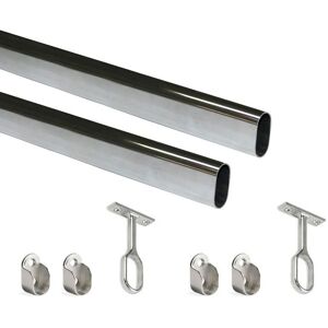 Emuca 2-Pack Oval Wardrobe Guides - 1.15m Steel Zamak Emuca 2-Pack Oval Wardrobe Guides - 1.15m Steel Zamak