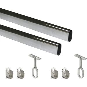 Emuca 2-Pack Oval Wardrobe Guides - 1.15m Steel Zamak Emuca 2-Pack Oval Wardrobe Guides - 1.15m Steel Zamak