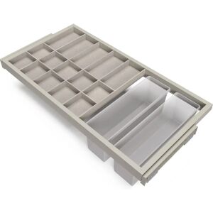 Emuca Drawer Organizer Kit - Adjustable, Soft-Close Guides - Stone Gray - Drawer Type Emuca Drawer Organizer Kit - Adjustable, Soft-Close Guides - Stone Gray - Drawer Type