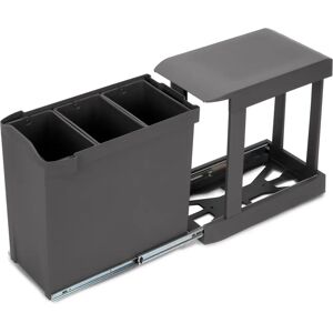 Emuca Contenedor de Reciclaje Cocina - 3 x 10L - Acero y Plástico - Gris antracita Emuca Contenedor de Reciclaje Cocina - 3 x 10L - Acero y Plástico - Gris antracita