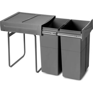 Emuca - Steel Kitchen Trash Bin Recycle 2x25L - Household Waste Sorting Emuca - Steel Kitchen Trash Bin Recycle 2x25L - Household Waste Sorting