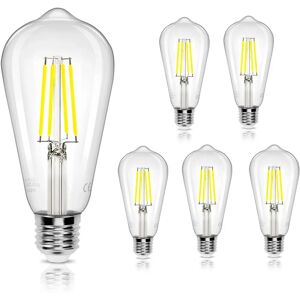 Aigostar LED filament lampada St64 8W E27 1050lm 6500K luz frio - Classe energética A+ Aigostar LED filament lampada St64 8W E27 1050lm 6500K luz frio - Classe energética A+