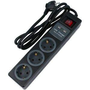 Extensão GSC Evolution - 3 tomadas, 2 USB, interruptor - Preto Extensão GSC Evolution - 3 tomadas, 2 USB, interruptor - Preto