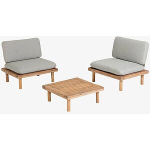 Kave Home - Udendørs Møbelsæt med 2 Lænestole og Bord - Grå Kave Home - Udendørs Møbelsæt med 2 Lænestole og Bord - Grå