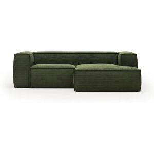 Kave Home - 2-sitssoffa med högra chaise longue - Grön - Sammetstyg Kave Home - 2-sitssoffa med högra chaise longue - Grön - Sammetstyg
