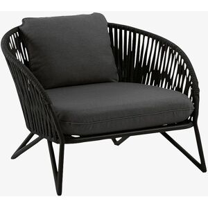 Kave Home - Utomhusfåtölj med armstöd - Svart - Modern stil - 77x90x80cm Kave Home - Utomhusfåtölj med armstöd - Svart - Modern stil - 77x90x80cm