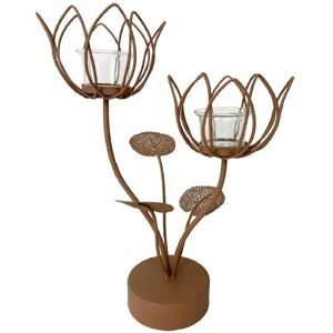Signes Grimalt - Portavelas en forma de flor de metal y cristal - 36x16x26cm Signes Grimalt - Portavelas en forma de flor de metal y cristal - 36x16x26cm