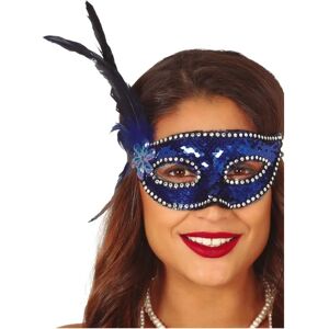 DisfraZZes Blauwe Pailletten Veer Masker - Masker DisfraZZes Blauwe Pailletten Veer Masker - Masker
