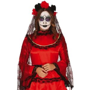 Guirca Schwarzes und Rotes Blumen-Stirnband mit Velo - Stirnband Guirca Schwarzes und Rotes Blumen-Stirnband mit Velo - Stirnband