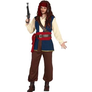 Disfraz de Pirata Guirca - Camisa Beige, Chaleco Azul, Pañuelo Rojo - Disfraz Disfraz de Pirata Guirca - Camisa Beige, Chaleco Azul, Pañuelo Rojo - Disfraz