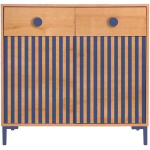 Cómoda de Really Nice Things con 2 puertas y 2 cajones - Rayas azules y marrón - Mueble auxiliar Cómoda de Really Nice Things con 2 puertas y 2 cajones - Rayas azules y marrón - Mueble auxiliar