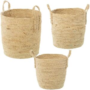 Conjunto de 3 Cestas de Mimbre Naturales DRW - Almacenamiento Conjunto de 3 Cestas de Mimbre Naturales DRW - Almacenamiento
