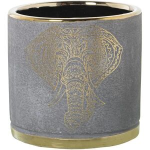 DRW Goldfarbener Keramiktopf und Vase - 14 x 14 cm DRW Goldfarbener Keramiktopf und Vase - 14 x 14 cm