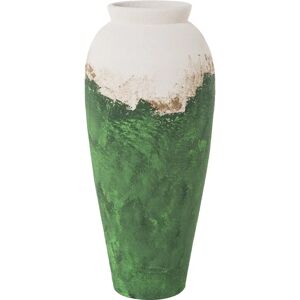 DRW Vase - Keramik Hohe Standvase - Grün, Gold, Weiß DRW Vase - Keramik Hohe Standvase - Grün, Gold, Weiß
