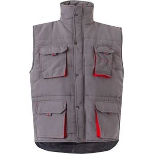 Velilla - Chaleco industrial acolchado bicolor multibolsillos - 2XL Gris/Rojo Velilla - Chaleco industrial acolchado bicolor multibolsillos - 2XL Gris/Rojo