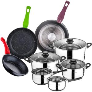 Ensemble de cuisine en acier inoxydable 8 pièces avec poêles antiadhésives - Compatible induction - Publicité Ensemble de cuisine en acier inoxydable 8 pièces avec poêles antiadhésives - Compatible induction - Publicité