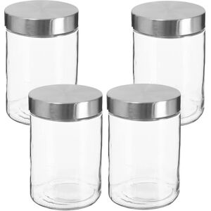 Wellhome - Set di 4 barattoli in vetro e acciaio inox - 1,2L Wellhome - Set di 4 barattoli in vetro e acciaio inox - 1,2L