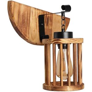 WELLHOME Lámpara de Pared en Madera - 15x15x25 cm - E27 Max 60W WELLHOME Lámpara de Pared en Madera - 15x15x25 cm - E27 Max 60W