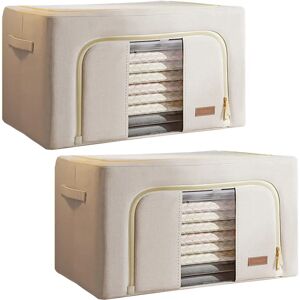 Joybos Set Opbergdozen - 48L Opvouwbare Textiele Organizer - Beige Joybos Set Opbergdozen - 48L Opvouwbare Textiele Organizer - Beige