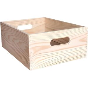 Caja de almacenaje apilable de pino macizo Wellhome - 40x30x15cm Caja de almacenaje apilable de pino macizo Wellhome - 40x30x15cm