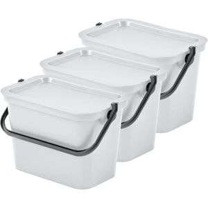 Set de 3 papeleras Tontarelli blancas 5L - Contenedores de basura Set de 3 papeleras Tontarelli blancas 5L - Contenedores de basura