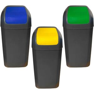 Wellhome Sats med 3 soptunnor - 15L, Plast, Grön/Blå/Gul Wellhome Sats med 3 soptunnor - 15L, Plast, Grön/Blå/Gul