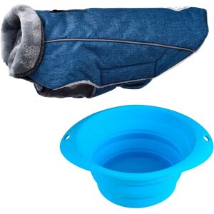 WELLHOME Kisállat Kabát és Tál Szett - Kék - 40cm - Hőszigetelt WELLHOME Kisállat Kabát és Tál Szett - Kék - 40cm - Hőszigetelt