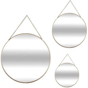 Zestaw 3 okrągłych luster z łańcuszkiem - 20cm, 24cm, 29cm - WELLHOME Zestaw 3 okrągłych luster z łańcuszkiem - 20cm, 24cm, 29cm - WELLHOME