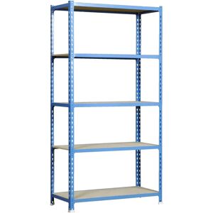 Estantería metálica SimonRack - 5 estantes, Azul/Madera - 1800x900x300mm Estantería metálica SimonRack - 5 estantes, Azul/Madera - 1800x900x300mm