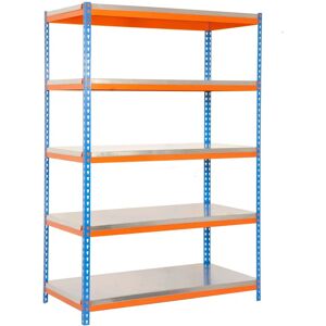 Étagère SimonRack 1206-5 - Bleu/Orange/Chapeauté - 5 étagères - Publicité Étagère SimonRack 1206-5 - Bleu/Orange/Chapeauté - 5 étagères - Publicité