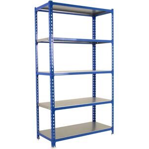 Étagère métallique Simon Rack Bleu/galva - 5 niveaux, 120kg par niveau - Publicité Étagère métallique Simon Rack Bleu/galva - 5 niveaux, 120kg par niveau - Publicité