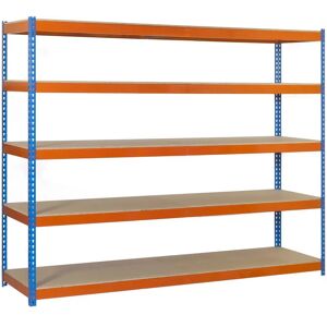 Estantería metálica resistente Simonrack - 5 estantes, Azul/Naranja/Madera Estantería metálica resistente Simonrack - 5 estantes, Azul/Naranja/Madera
