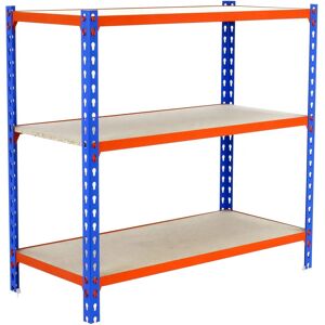 Étagère métallique SimonRack 3 niveaux Bleu/Orange/Bois - Rangement - Publicité Étagère métallique SimonRack 3 niveaux Bleu/Orange/Bois - Rangement - Publicité