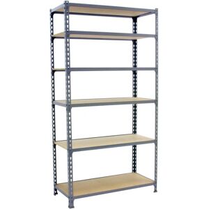 Étagère métallique Simonrack - 6 étagères réglables - 2500x1100x300 mm - Gris/Bois - Publicité Étagère métallique Simonrack - 6 étagères réglables - 2500x1100x300 mm - Gris/Bois - Publicité