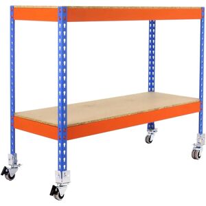 Scaffale mobile Ecoforte Simon Rack - Acciaio, 2 mensole in legno, 280kg Scaffale mobile Ecoforte Simon Rack - Acciaio, 2 mensole in legno, 280kg