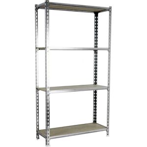 Estantería metálica SimonRack sin tornillos 4 estantes 150 kg - Galva/Madera Estantería metálica SimonRack sin tornillos 4 estantes 150 kg - Galva/Madera