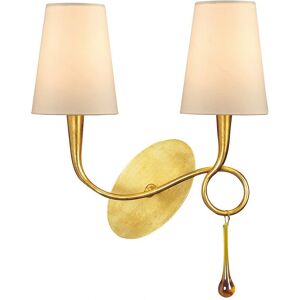 Inspired Lighting Paola Wall Lamp 2 Light E14 - Gold - Cream Shades - Amber Glass - Wall Lamp Inspired Lighting Paola Wall Lamp 2 Light E14 - Gold - Cream Shades - Amber Glass - Wall Lamp