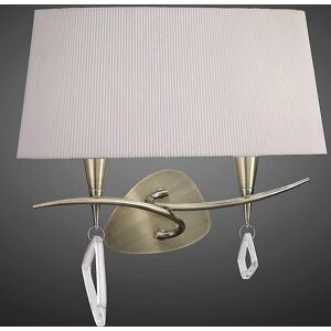 Inspired Lighting Mara Wall Lamp 2 Light E14 - Antique Brass - Ivory White Shade - Wall Lamp Inspired Lighting Mara Wall Lamp 2 Light E14 - Antique Brass - Ivory White Shade - Wall Lamp