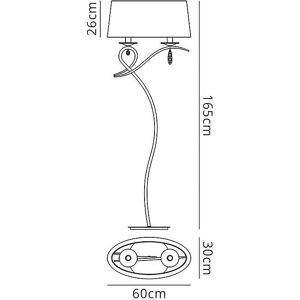 Inspired Lighting Louise Floor Lamp - 2 Light E27 White Shade Polished Chrome Crystal Inspired Lighting Louise Floor Lamp - 2 Light E27 White Shade Polished Chrome Crystal