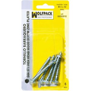 Vis WOLFPACK 06092040 60 mm - Tête hexagonale DIN 571 - Lot de 5 Vis WOLFPACK 06092040 60 mm - Tête hexagonale DIN 571 - Lot de 5