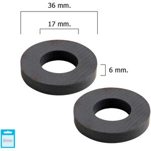 Aimant en anneau en ferrite WOLFPACK - 36x17x6 mm - 2 pièces - Usage domestique - Non pour fixation de charge Aimant en anneau en ferrite WOLFPACK - 36x17x6 mm - 2 pièces - Usage domestique - Non pour fixation de charge