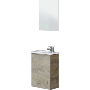 Meuble de salle de bain compact Duehome avec miroir et lavabo - 40cm Chêne - Publicité Meuble de salle de bain compact Duehome avec miroir et lavabo - 40cm Chêne - Publicité
