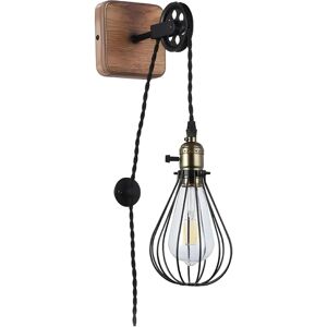 Vintage LED vägglampa Barcelona - Remskiva, Strömbrytare, Svart Vintage LED vägglampa Barcelona - Remskiva, Strömbrytare, Svart