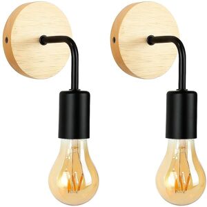 Barcelona LED - Lot de 2 appliques murales en bois et métal - Vintage - Publicité Barcelona LED - Lot de 2 appliques murales en bois et métal - Vintage - Publicité