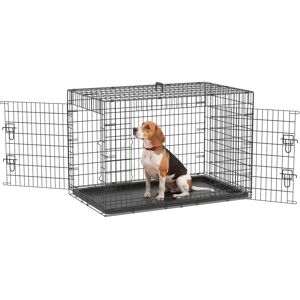 Jaula de Transporte para Perros Pequeños PawHut con Asa de Acero Plegable Jaula de Transporte para Perros Pequeños PawHut con Asa de Acero Plegable